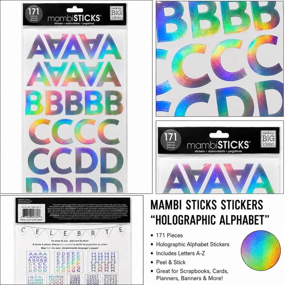 Me & My Big Ideas mambiSTICKS Holographic Alphabet Stickers 171pc STL-316 NEW